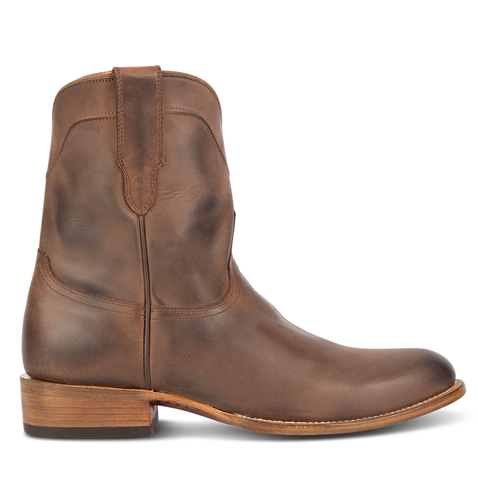 FREEBIRD men's Henderson brown leather exterior pull strap and inside working zip closure with a traditional toe