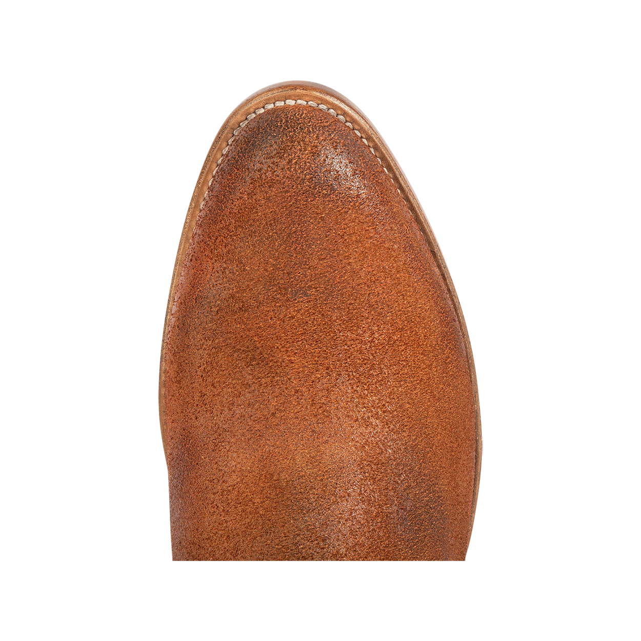 Top view showing traditional toe shape on FREEBIRD men's Henderson tan suede mid calf boot