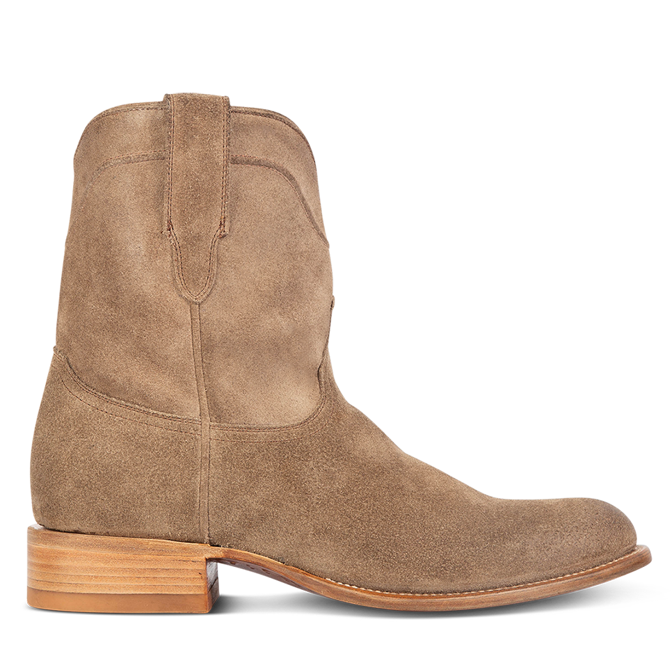 FREEBIRD men's Henderson taupe suede exterior pull strap and inside working zip closure with a traditional toe