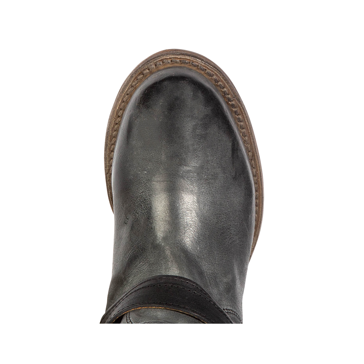 Top view showing round toe on FREEBIRD women's Remy black tall boot