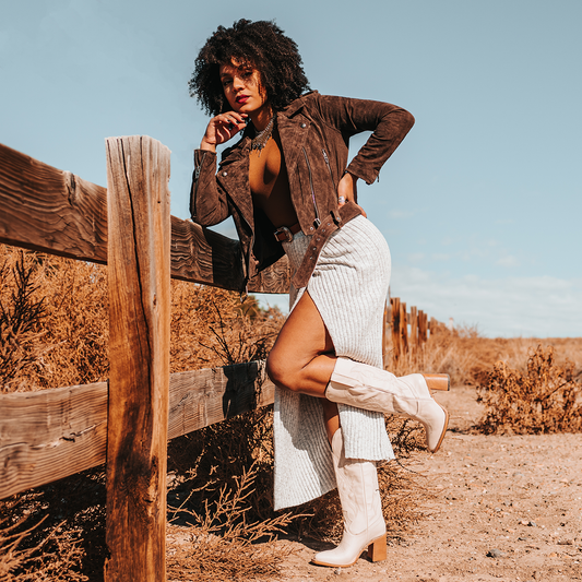 FREEBIRD women's Jackson beige leather high heel western boot with stitch detailing lifestyle