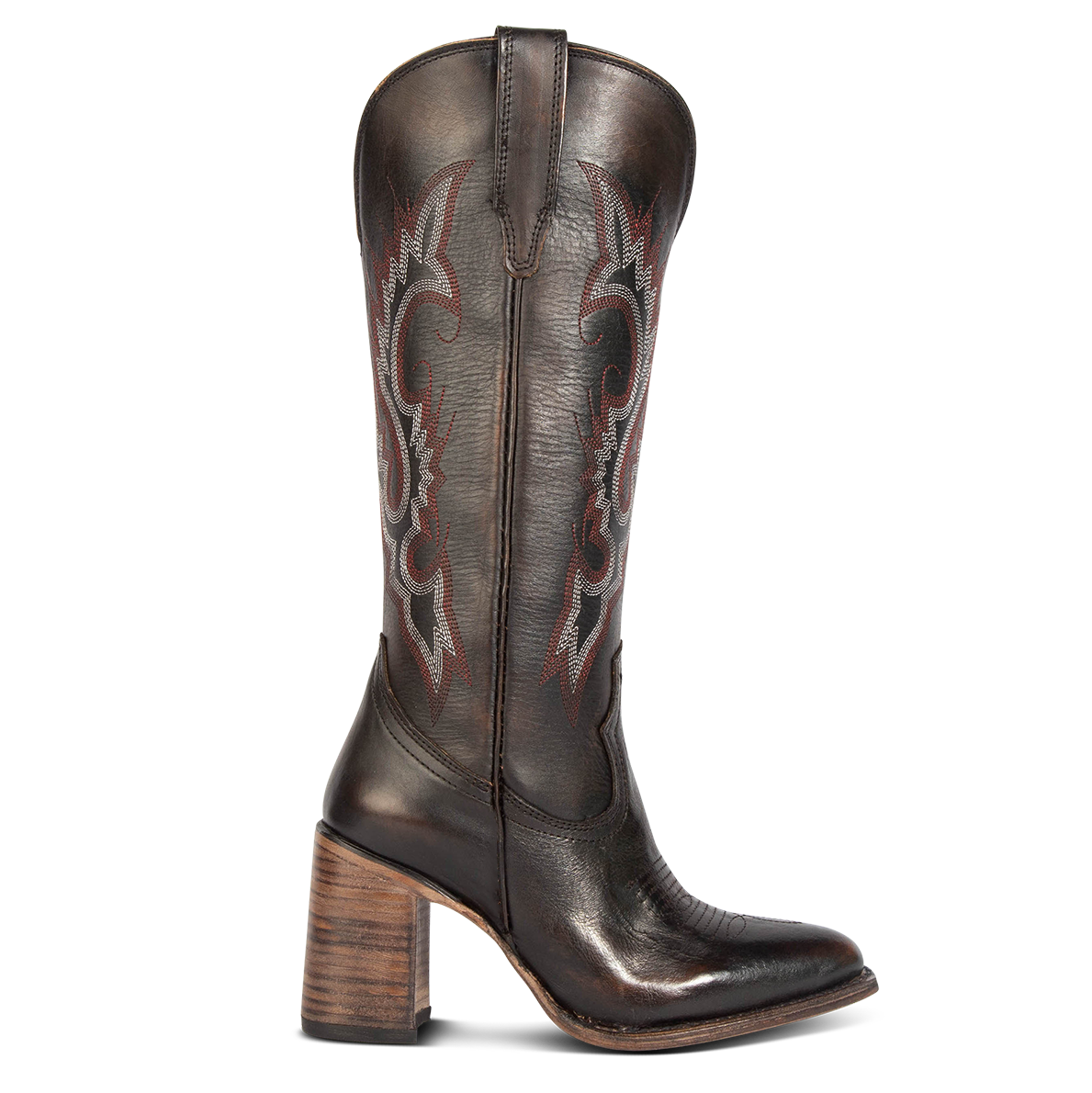 FREEBIRD women's Jackson black leather high heel western boot with stitch detailing