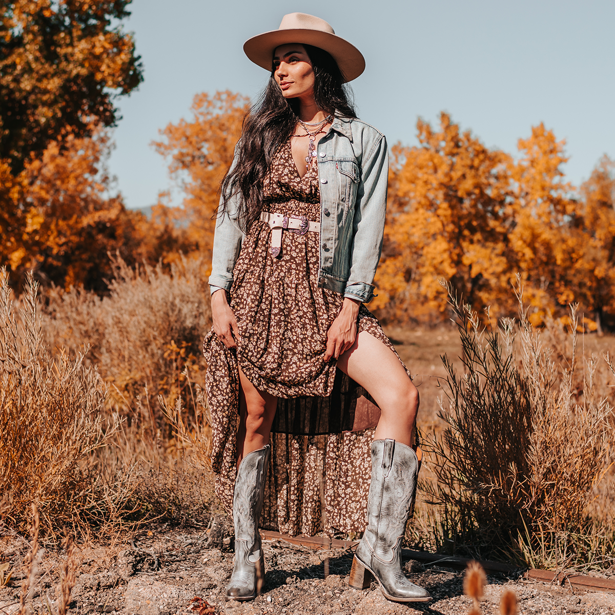 FREEBIRD women's Jackson ice leather high heel western boot with stitch detailing lifestyle