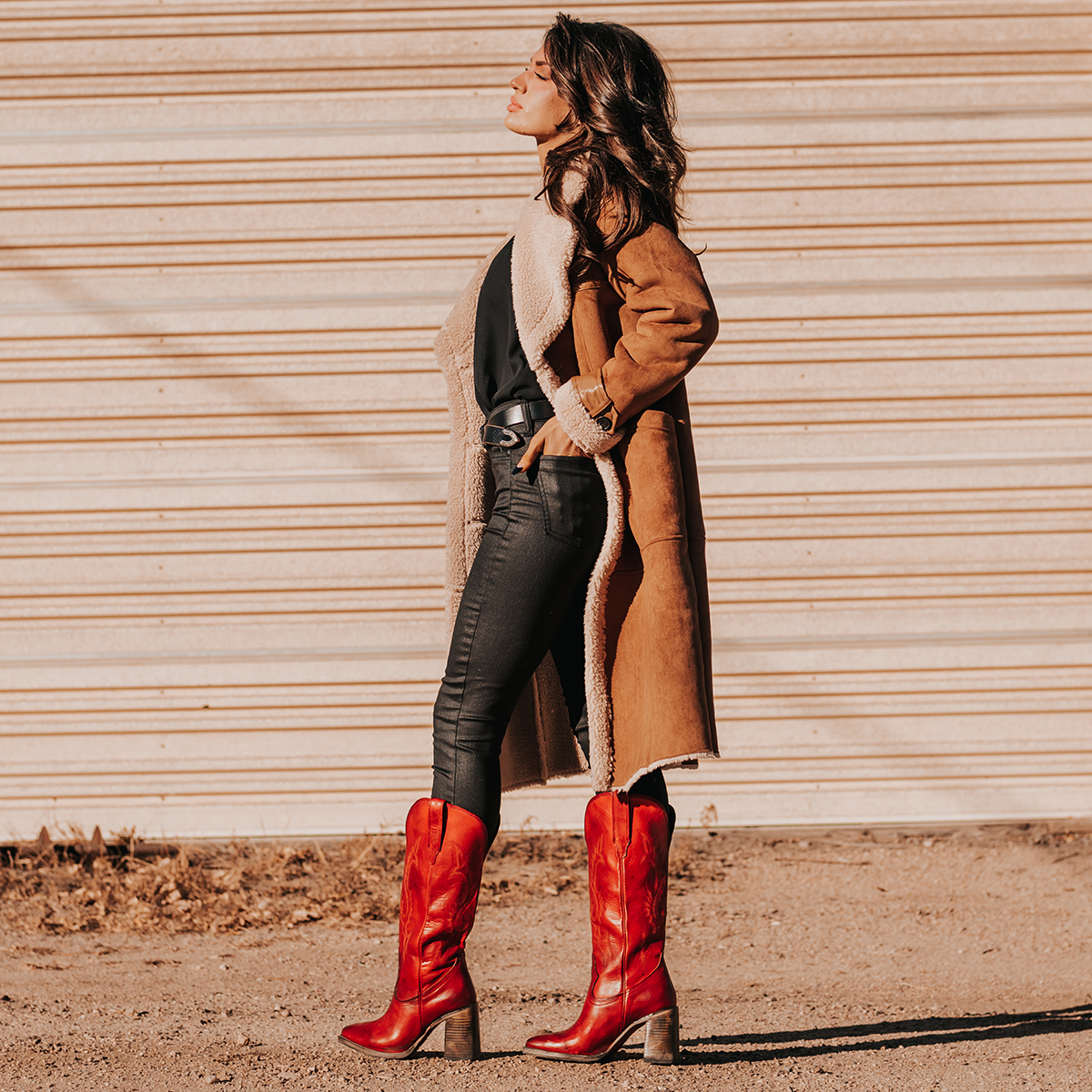 FREEBIRD women's Jackson red leather high heel western boot with stitch detailing