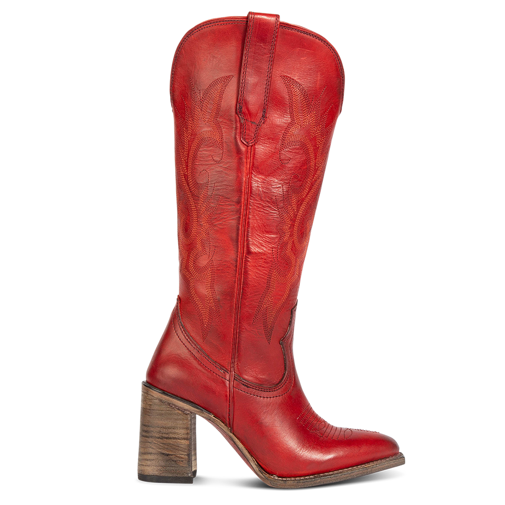FREEBIRD women's Jackson red leather high heel western boot with stitch detailing