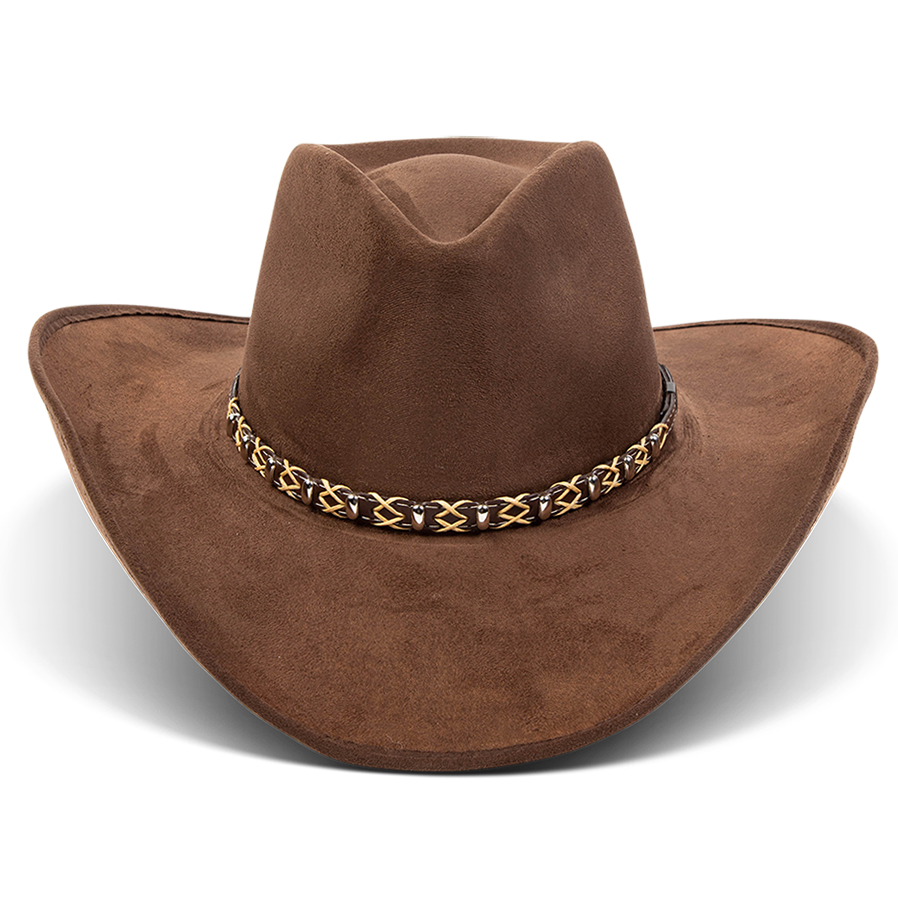 FREEBIRD Jones beige western cowboy hat featuring teardrop crown, upturned-brim, and braided leather band