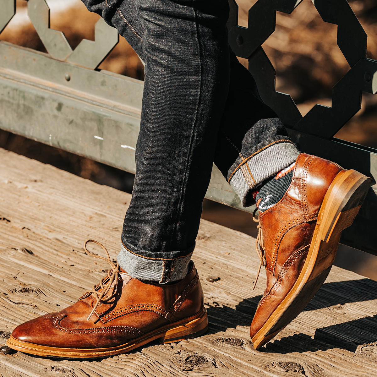 FREEBIRD men's Kensington cognac lace dress shoe with an wingtip toe 