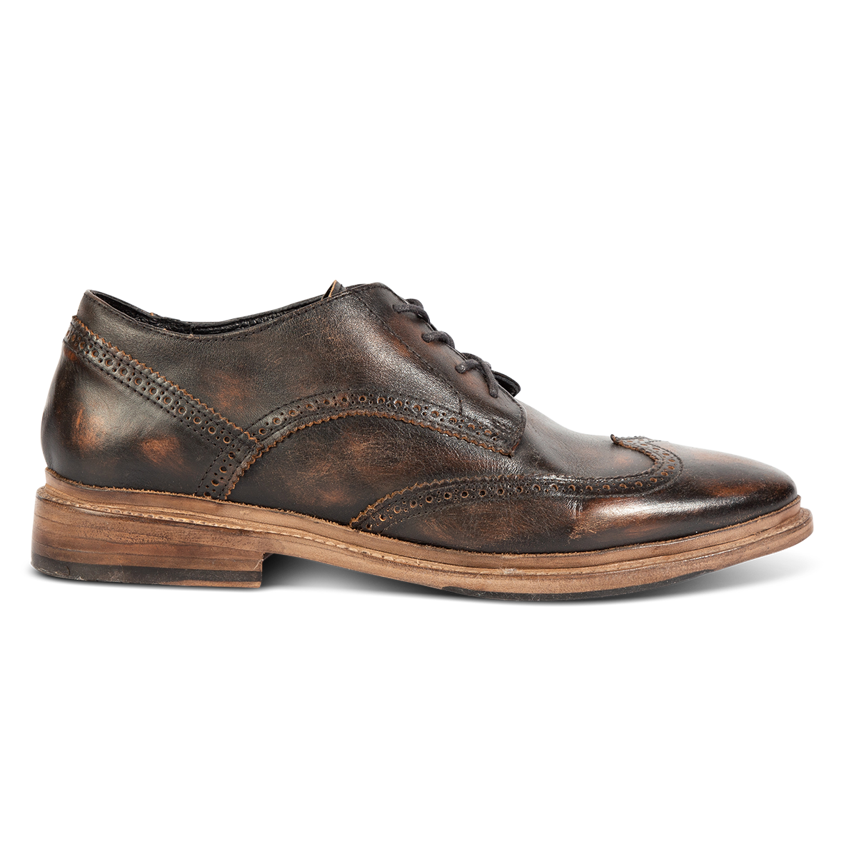 FREEBIRD men's Kensington black distressed lace dress shoe with an wingtip toe 