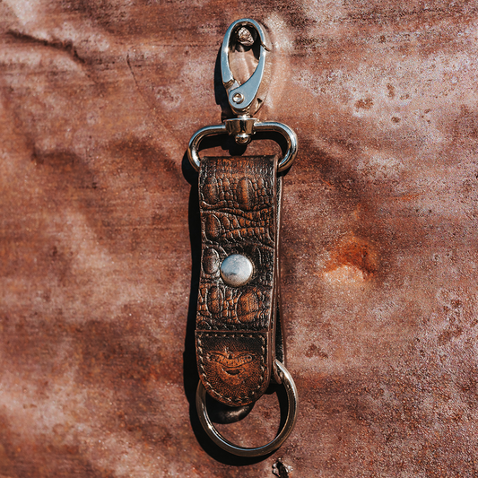 FREEBIRD Keychain brown distressed featuring silver hardware 