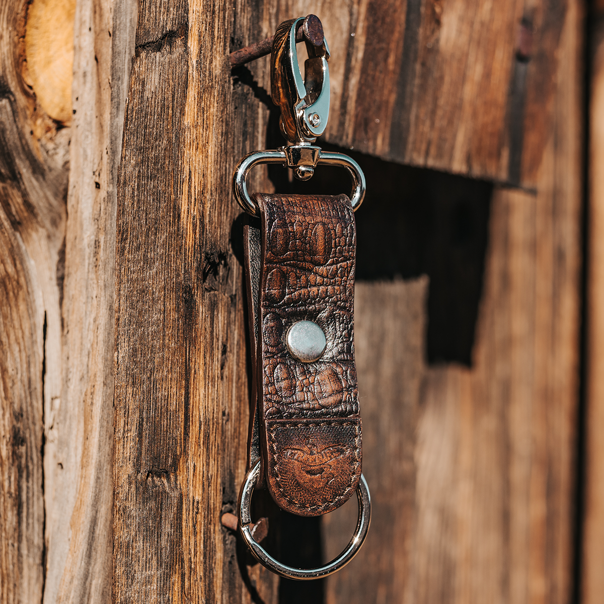 Leather Key pouch, in full-grain distressed leather