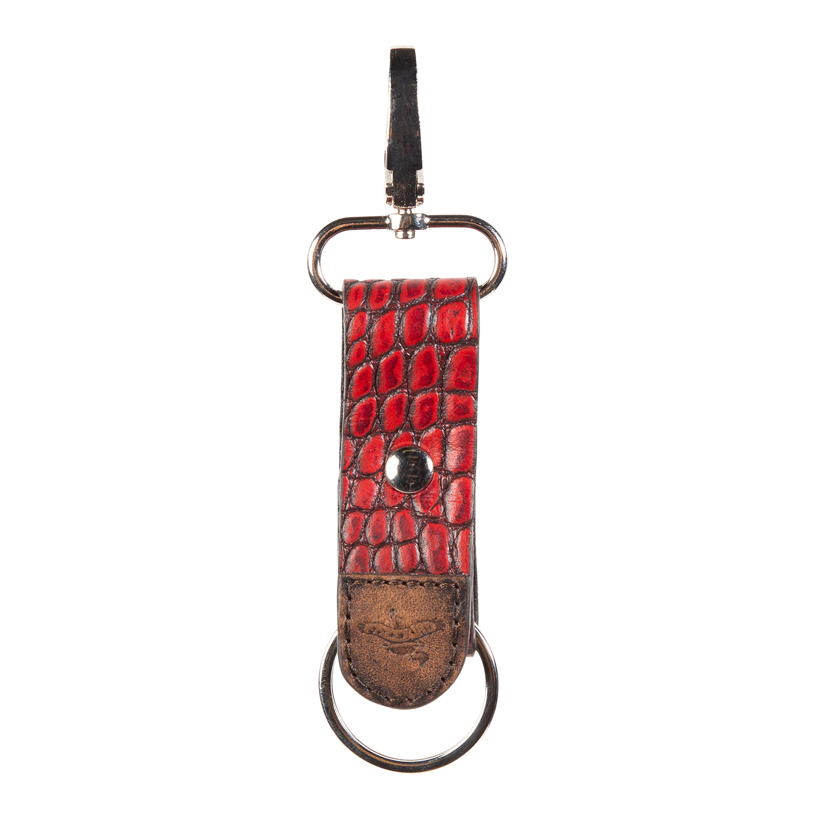 FREEBIRD Keychain red croco featuring silver hardware 