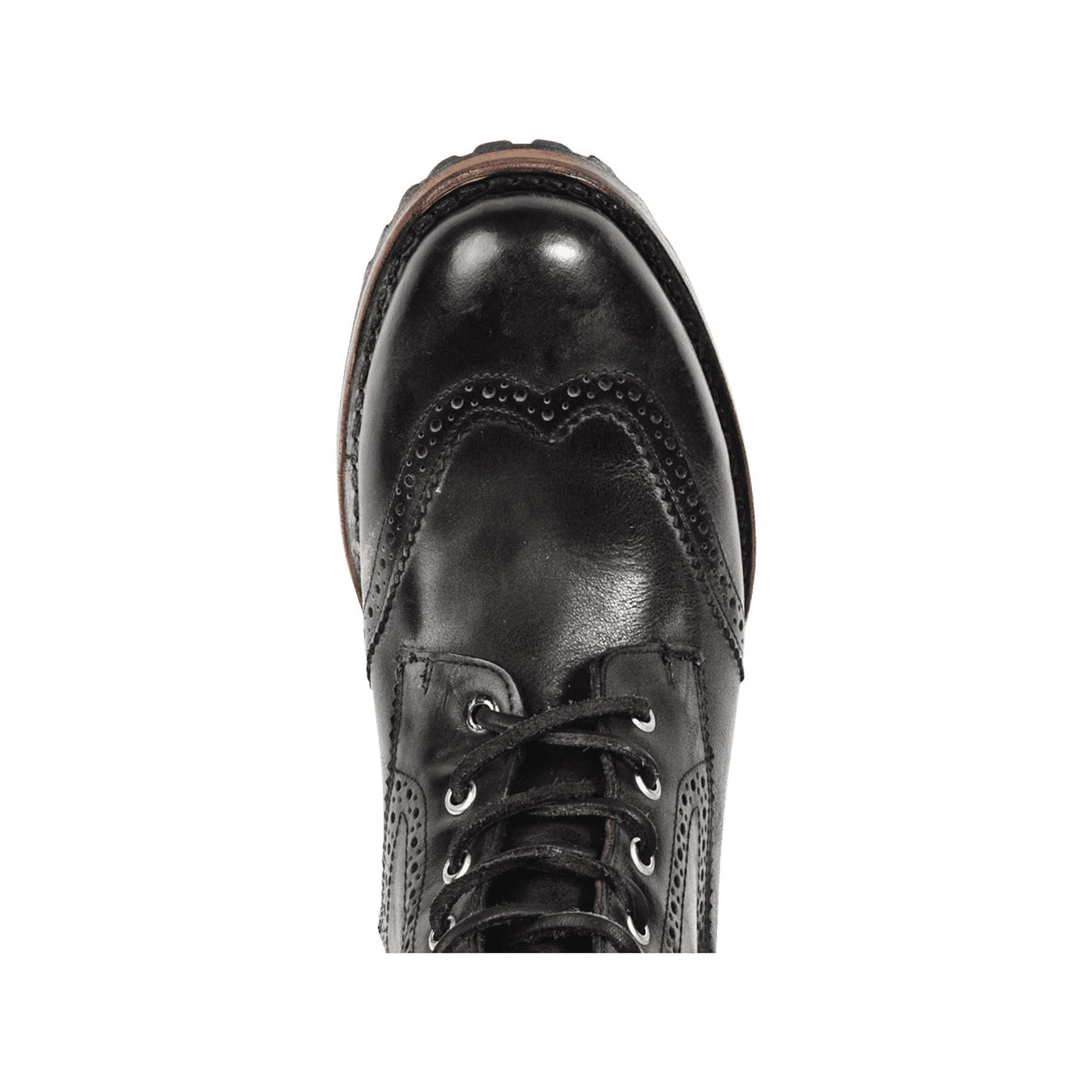 Almond toe with brogue details on FREEBIRD men's Bradford black leather boot