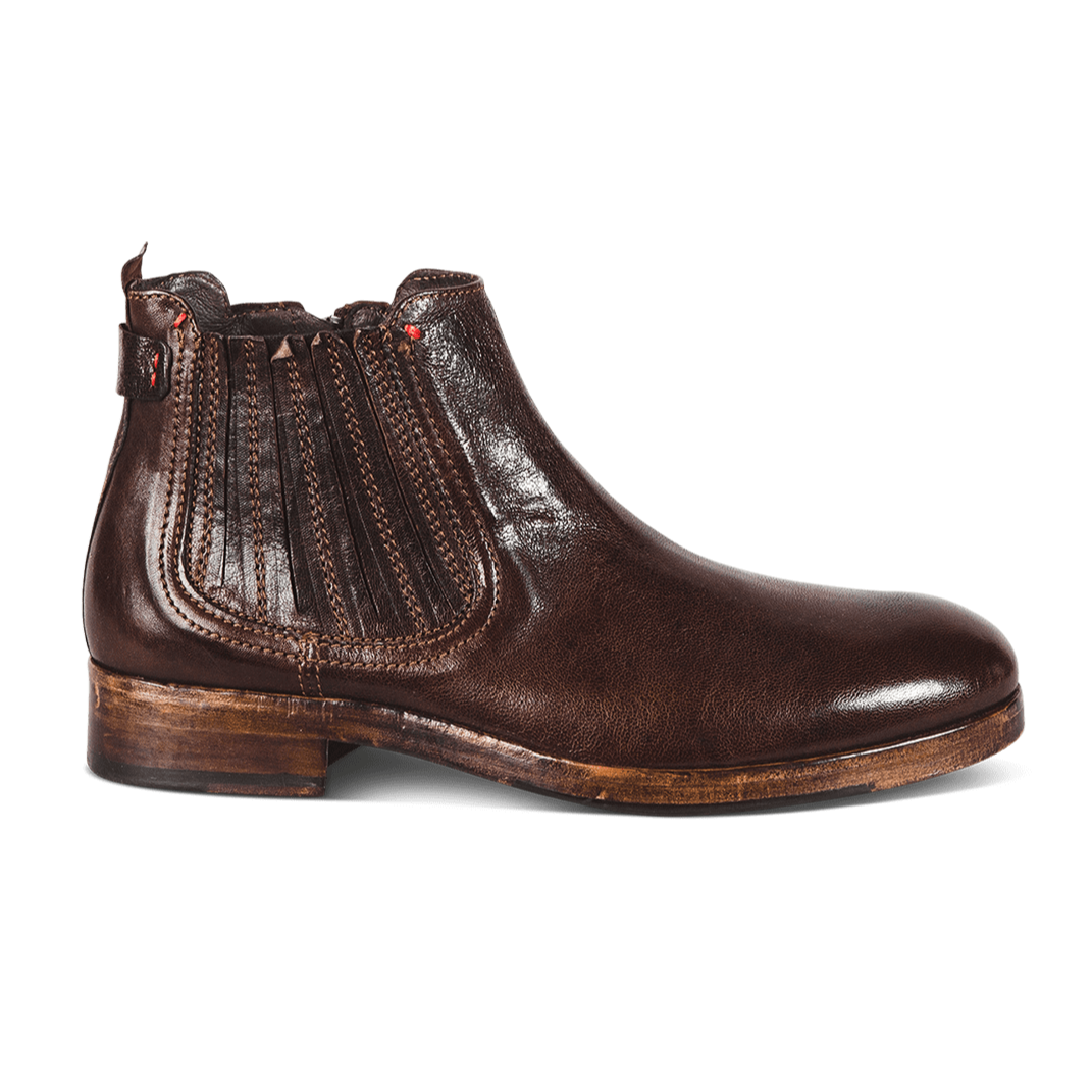 FREEBIRD men's Grayson brown slip on boot with back tab and inside working brass zip closure