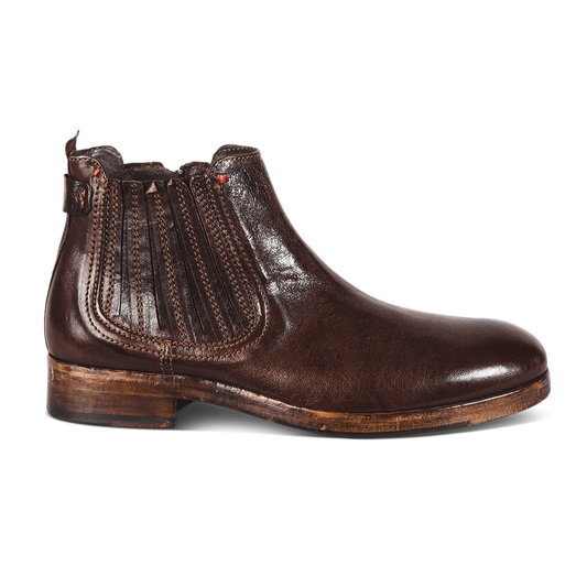 FREEBIRD men's Grayson brown slip on boot with back tab and inside working brass zip closure