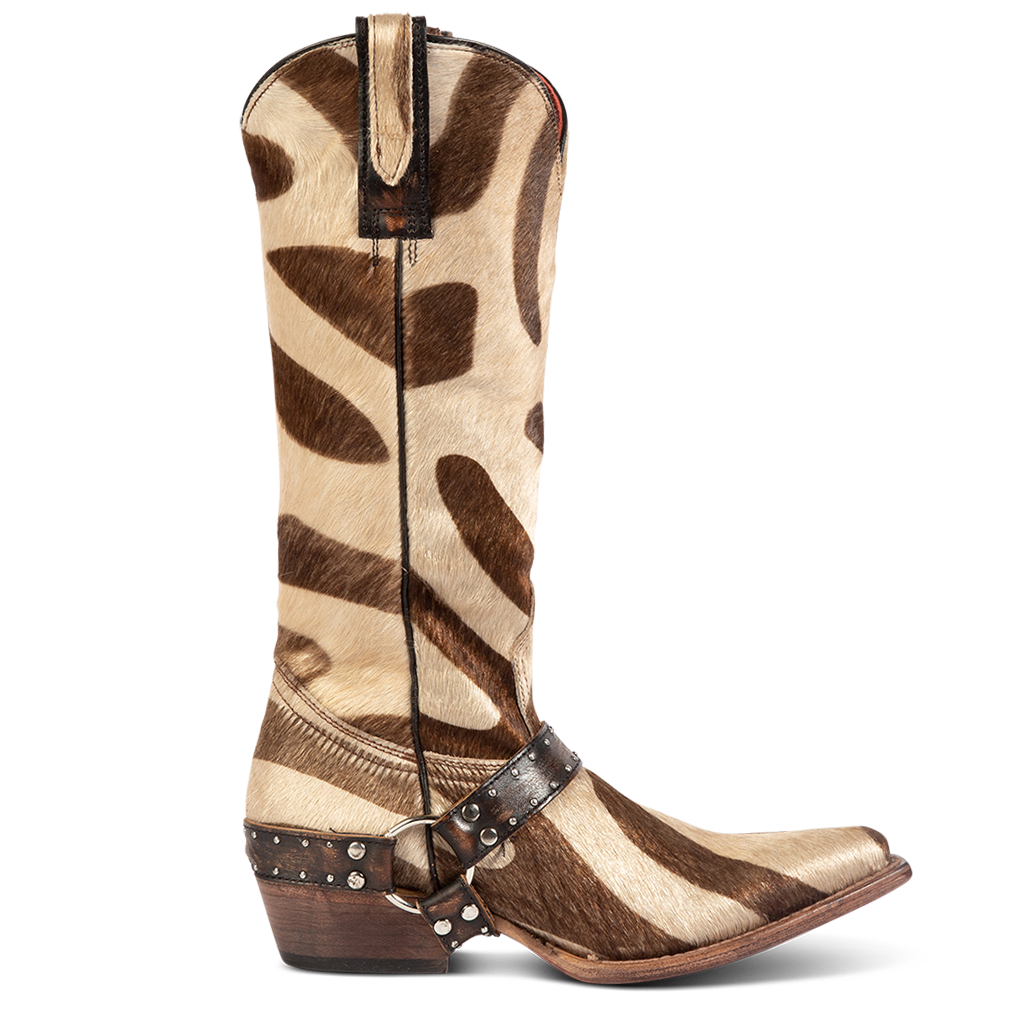 FREEBIRD women's Lusitano jungle western boot with embellished harness and snip toe