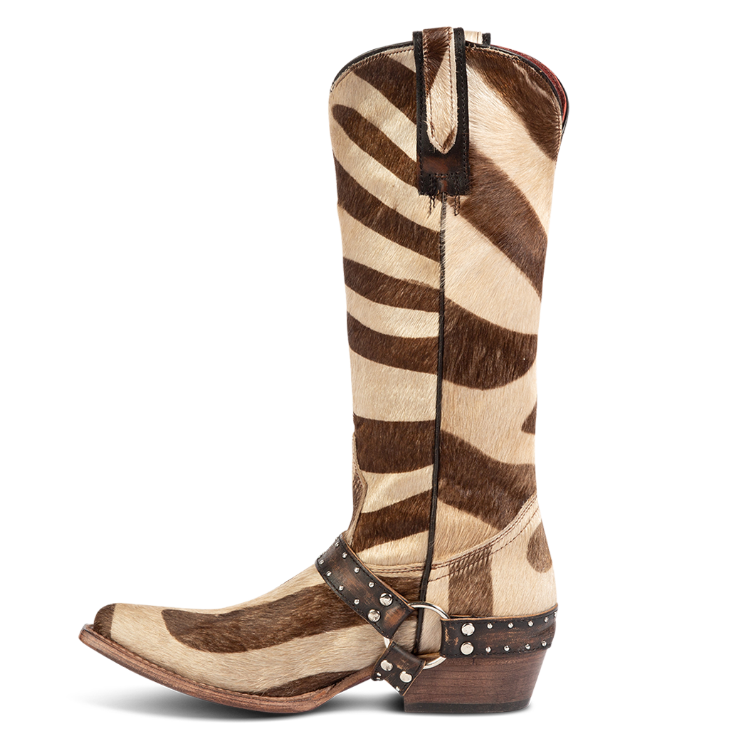 Inside view showing pull straps and western ankle harness on FREEBIRD women's Lusitano jungle boot