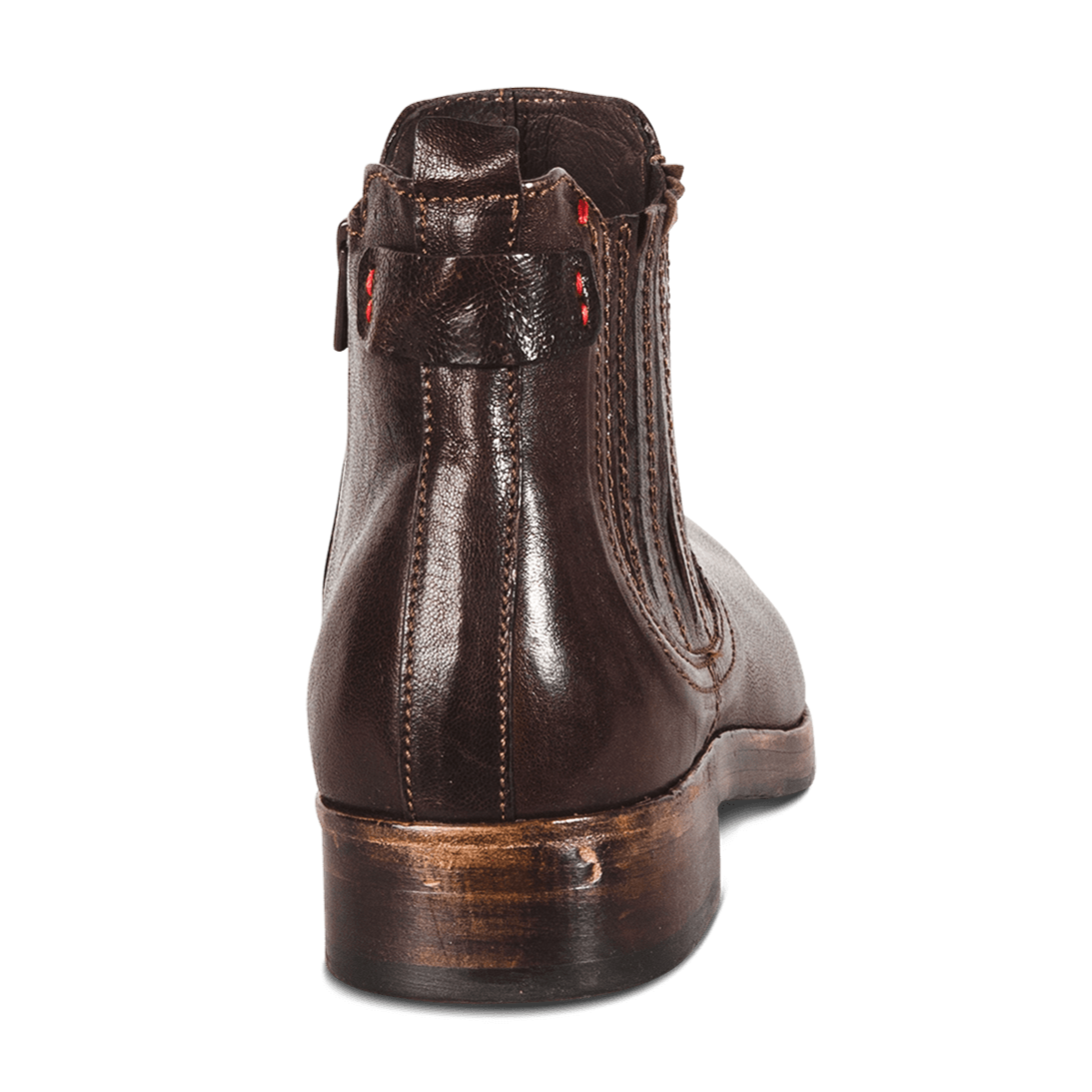 Back view showing back pull tab and stitch detailing on FREEBIRD men's Grayson brown boot