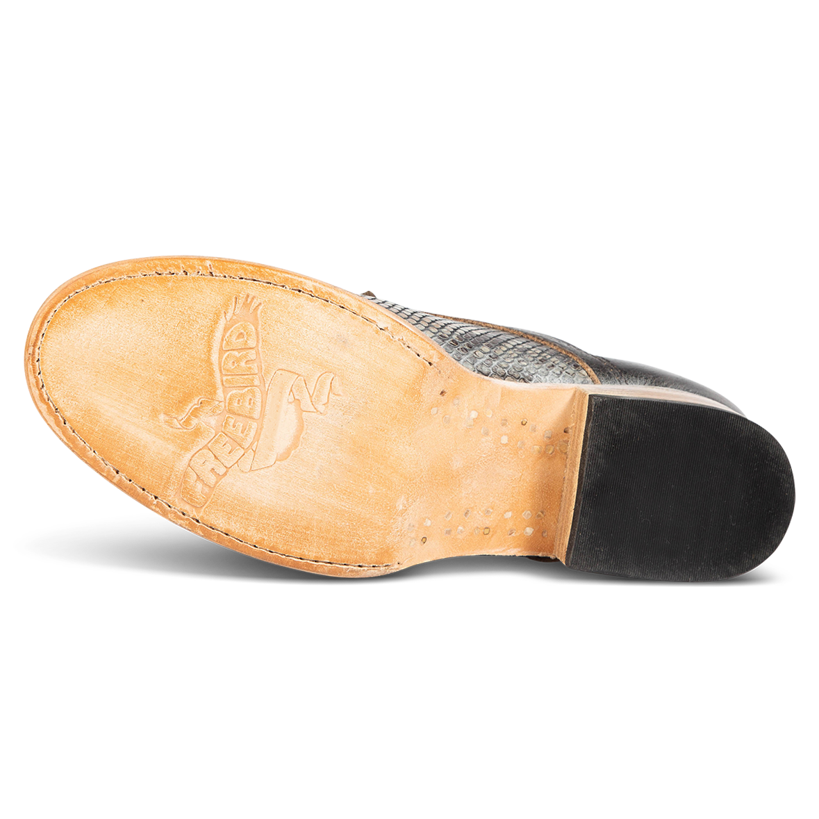 Leather sole imprinted with FREEBIRD on Mabel black multi womens oxford shoe