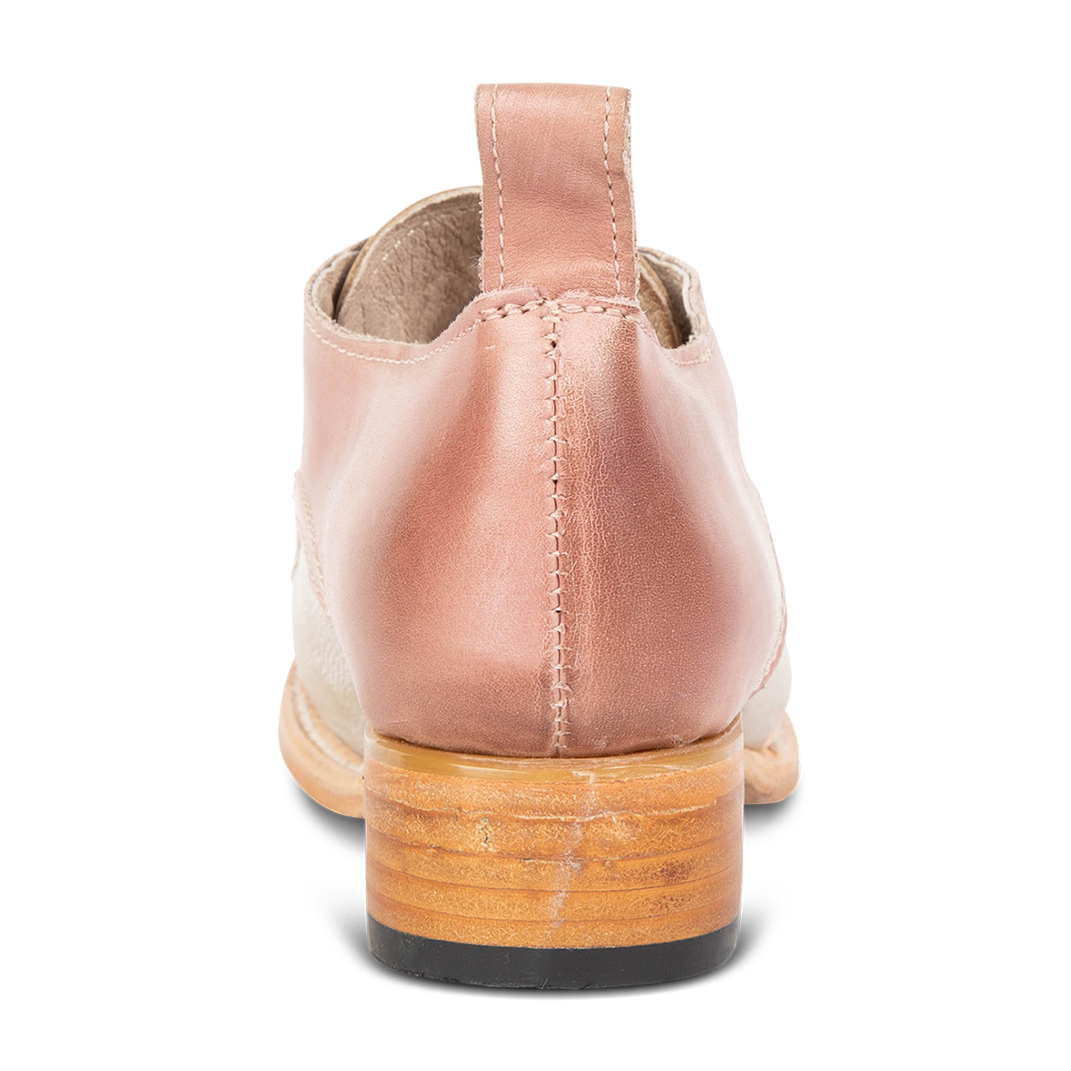 Back view showing leather pull tab on FREEBIRD women's Mabel blush multi shoe