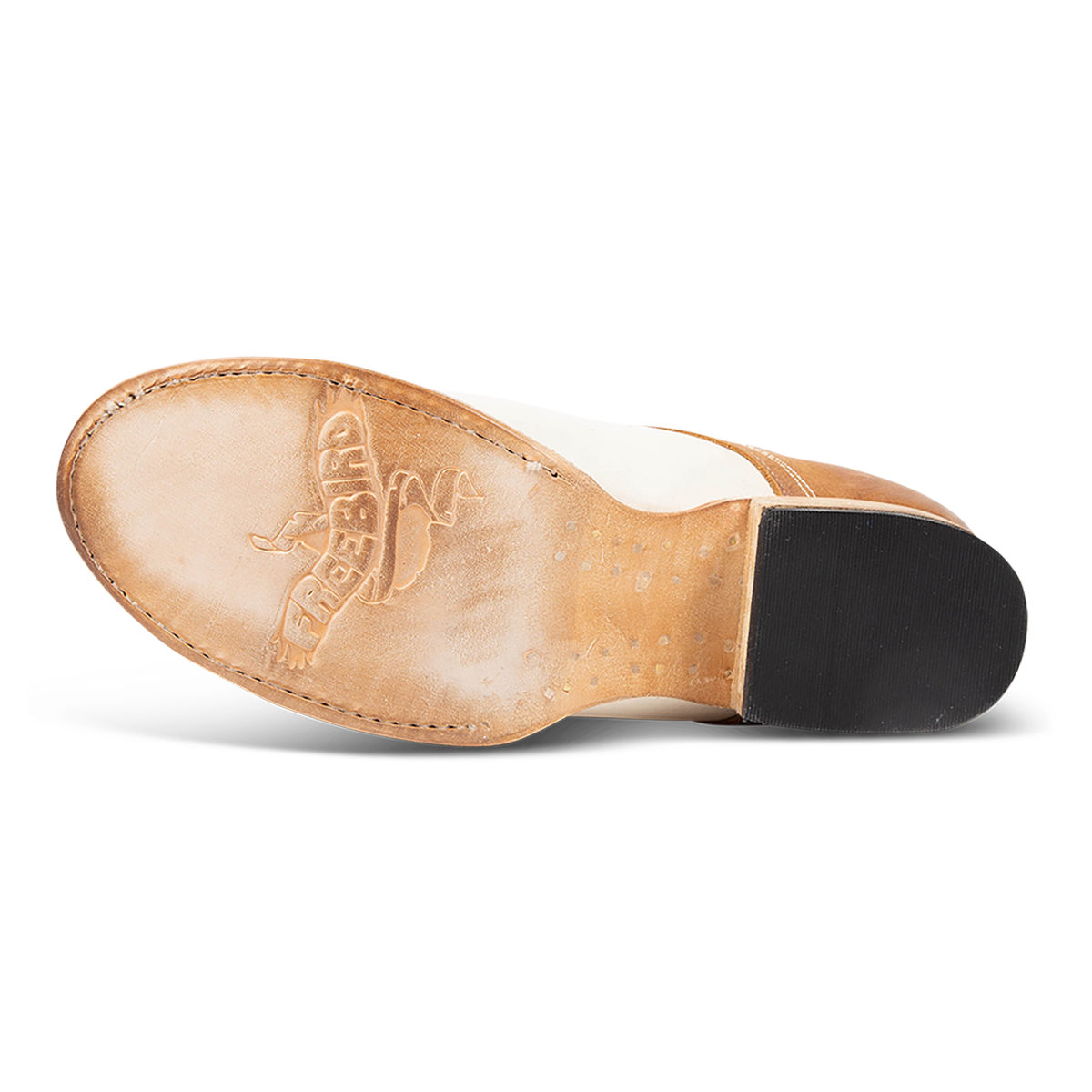 Leather sole imprinted with FREEBIRD on Mabel wheat multi multi women's oxford
