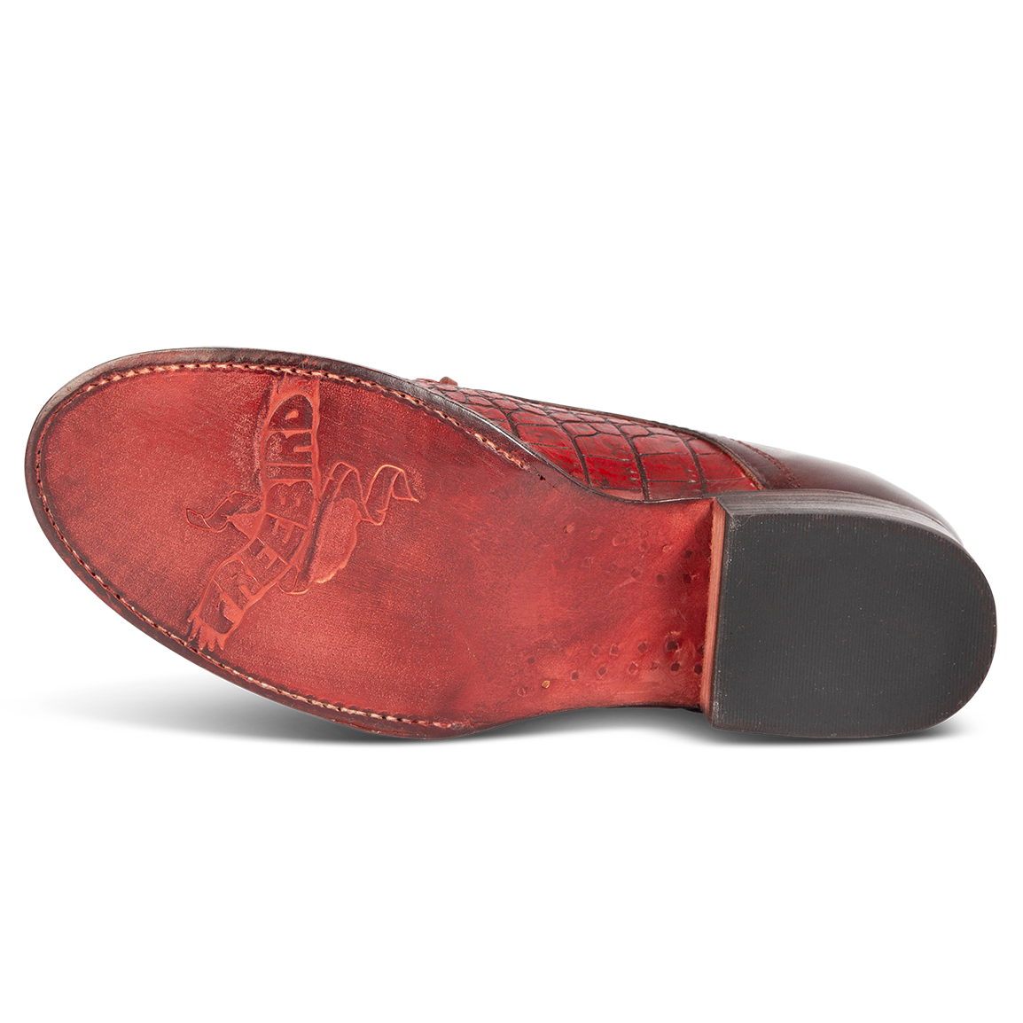 Leather sole imprinted with FREEBIRD on Mabel wine multi women's oxford