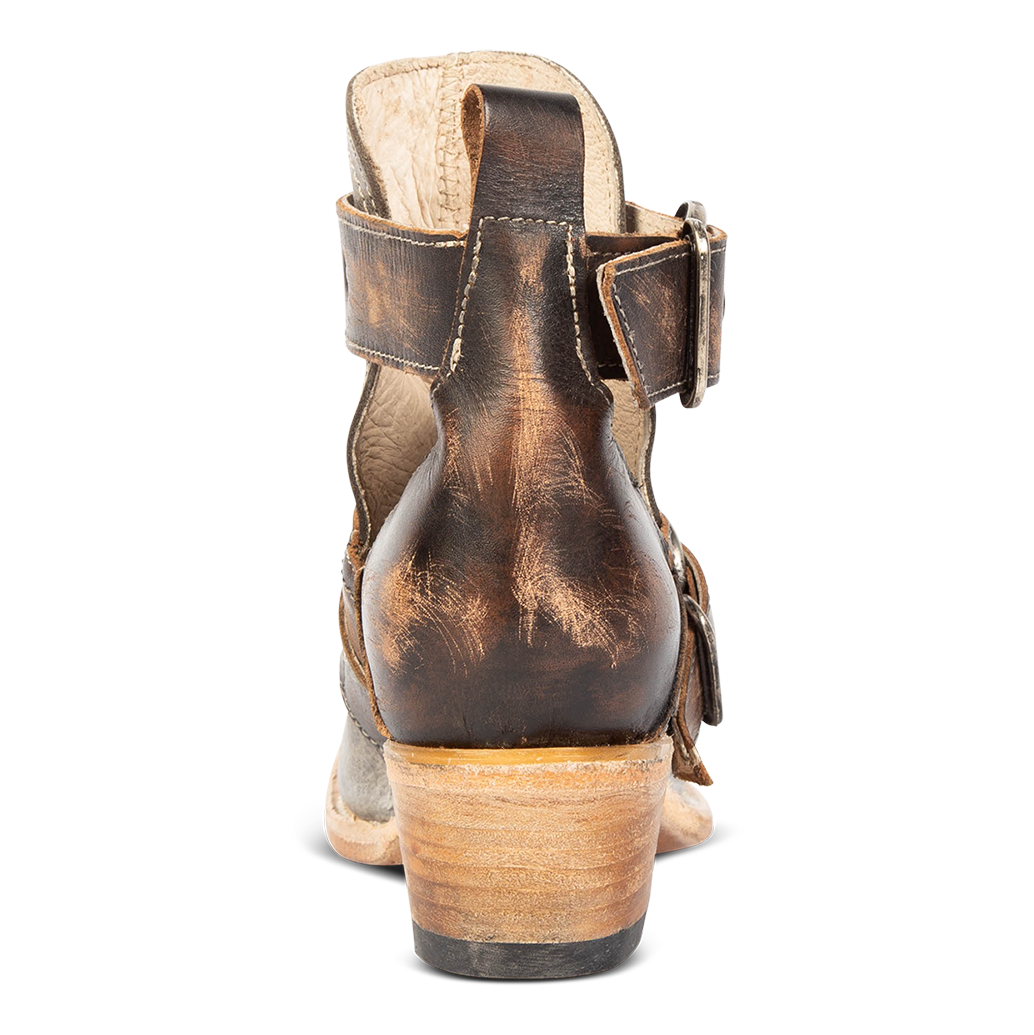 Back view showing pull strap on FREEBIRD women's Mayhem ice multi western ankle bootie