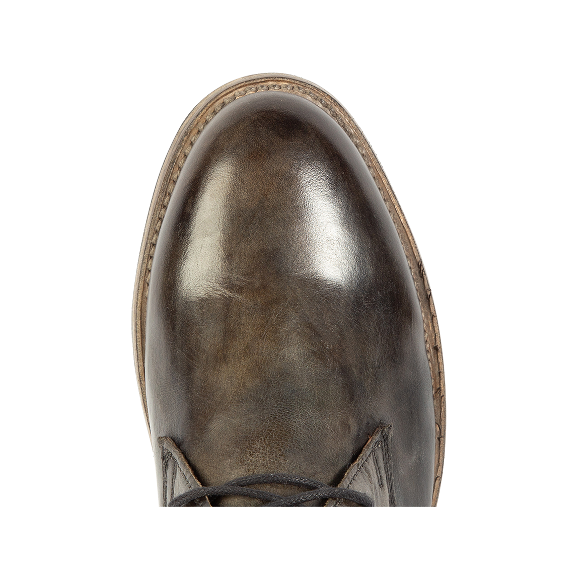 Top view showing almond toe on FREEBIRD men's McCoy olive shoe