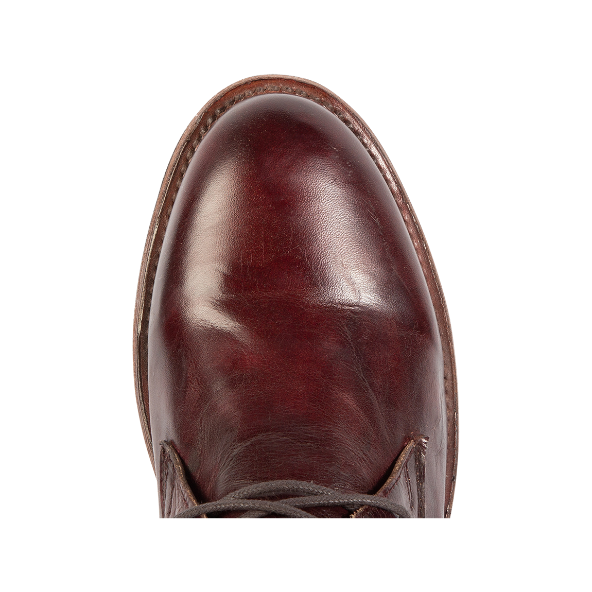 Top view showing almond toe on FREEBIRD men's McCoy wine shoe