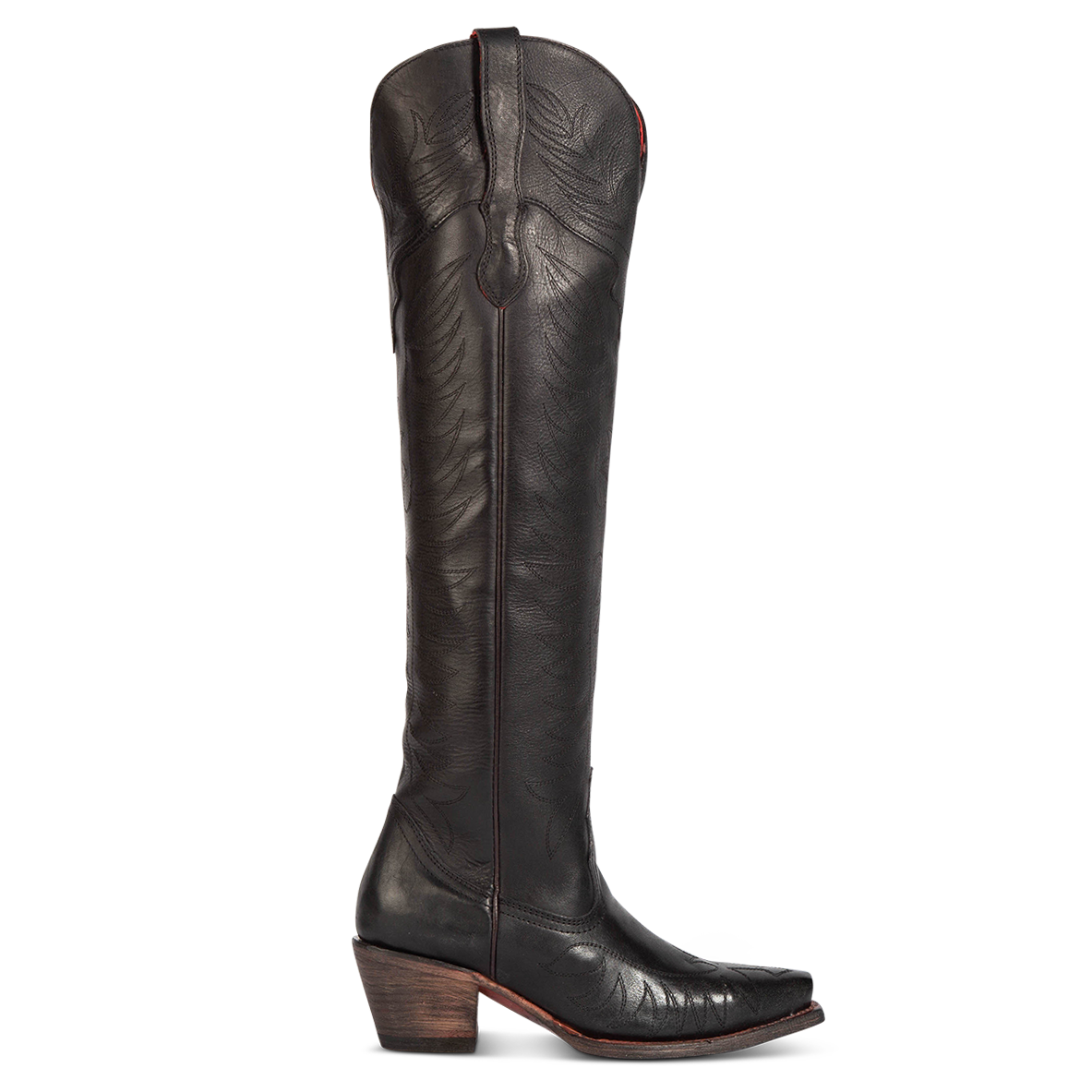 FREEBIRD women's Misty black leather tall boot with western stitch detailing and traditional snip toe construction