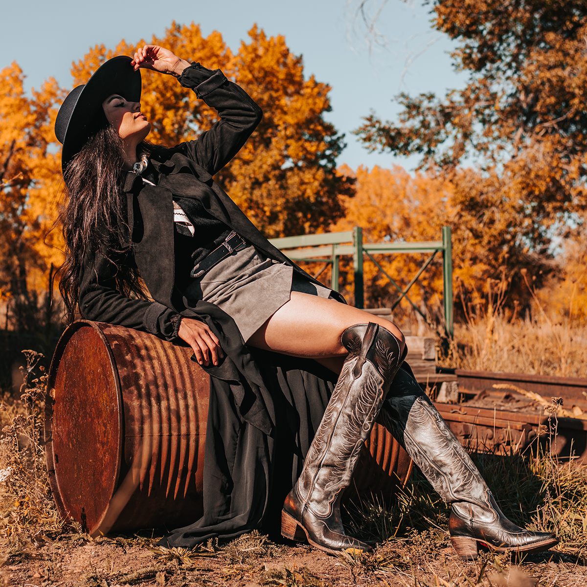 FREEBIRD women's Misty ice multi leather tall boot with western stitch detailing and traditional snip toe construction lifestyle