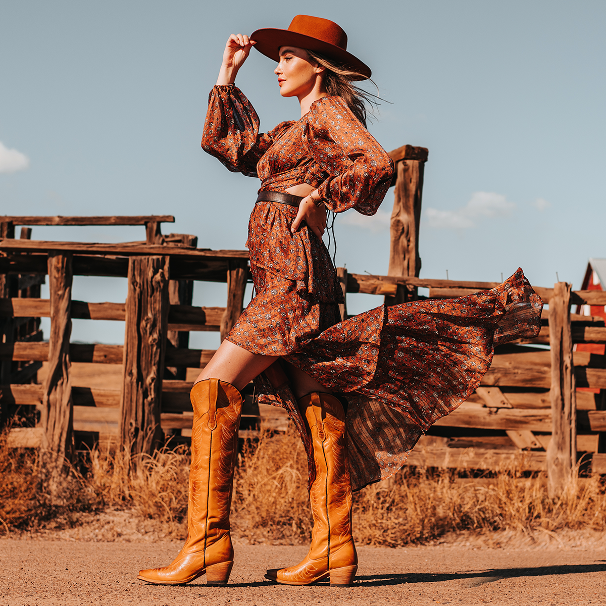 FREEBIRD women's Misty wheat leather tall boot with western stitch detailing and traditional snip toe construction lifestyle