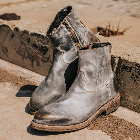 FREEBIRD men's Pueblo ice inside zip low heel ankle boot with almond toe