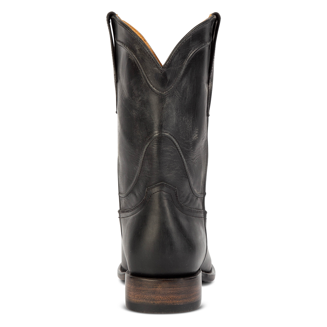 Back view showing shaft detailing on FREEBIRD men's Outlaw black boot