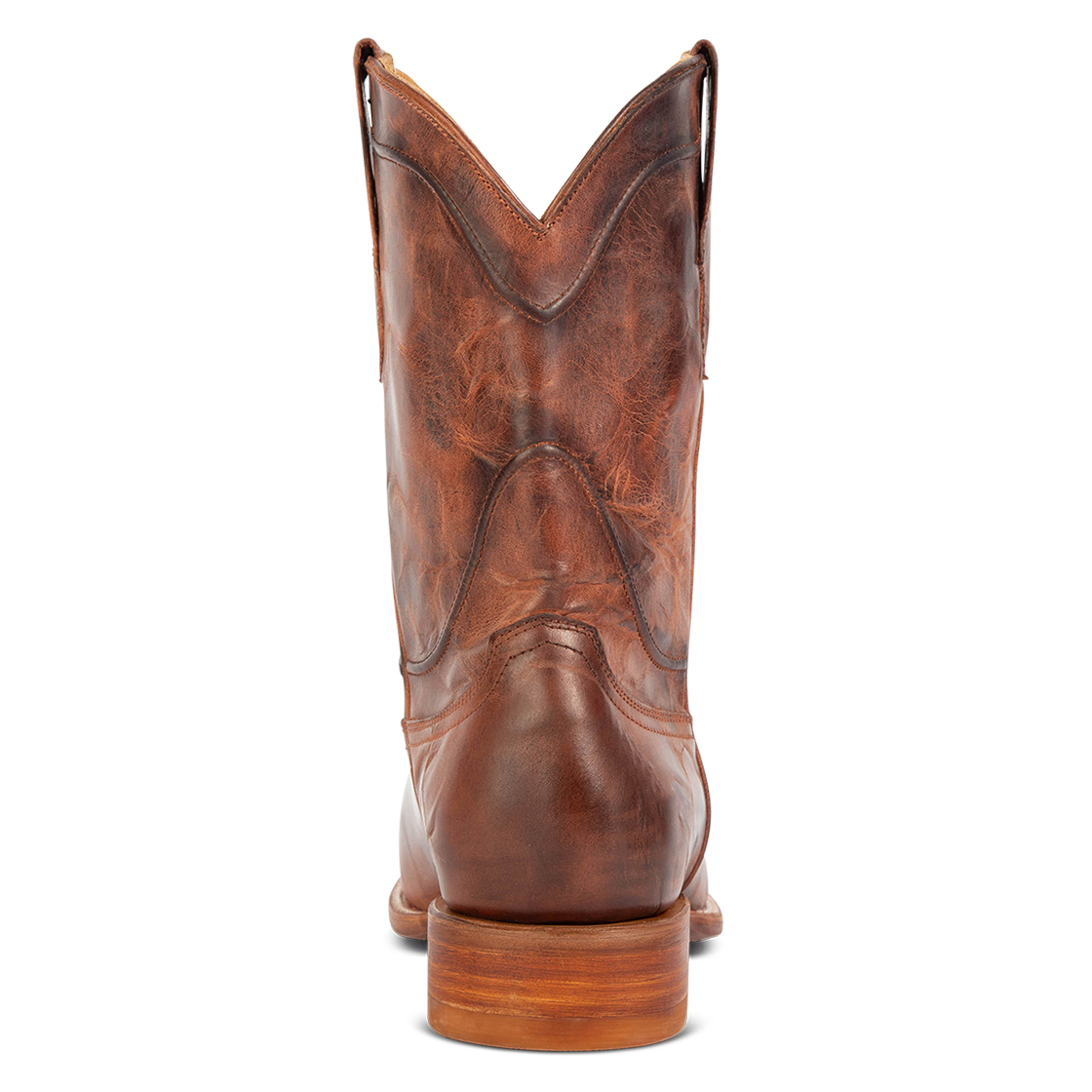 Back view showing shaft detailing on FREEBIRD men's Outlaw rust boot