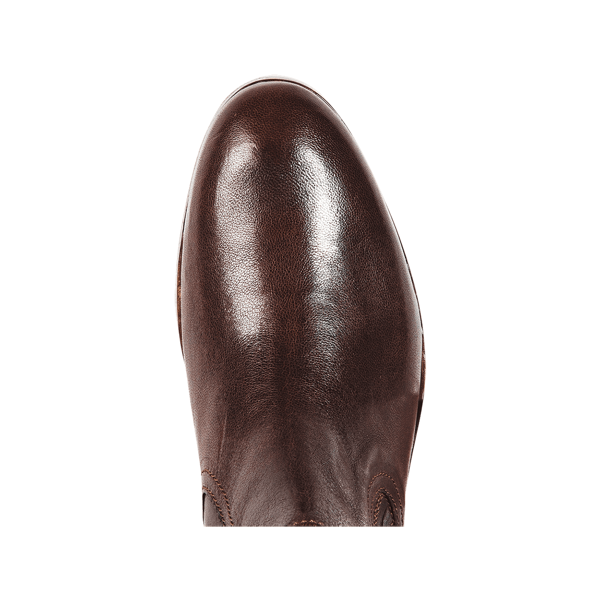 Top view showing almond toe on FREEBIRD men's Grayson brown boot