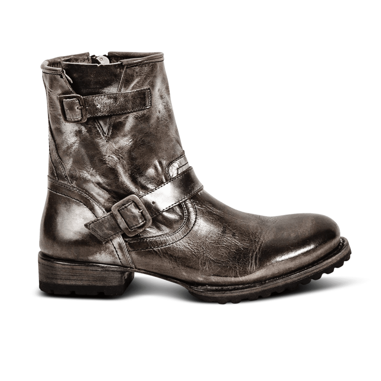FREEBIRD men's Rocco stone leather tread boot with inside zip and buckle detail