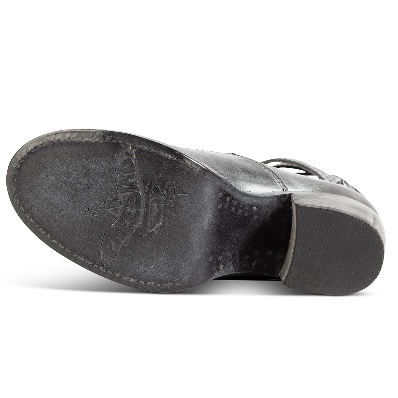 Leather sole imprinted with FREEBIRD on women’s Randi black leather shoe