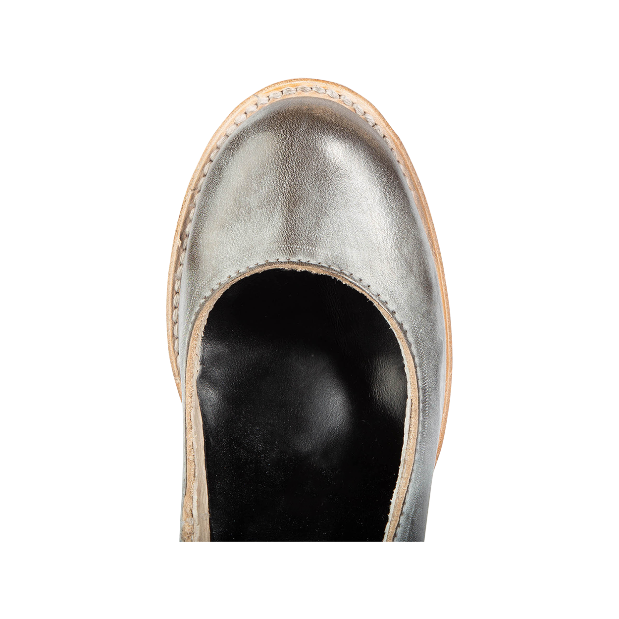Top view showing round toe and open construction on FREEBIRD women’s Randi smoke multi shoe