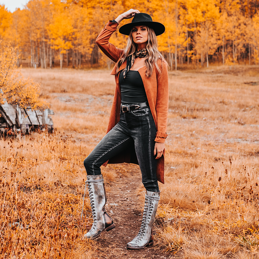 FREEBIRD women's Raphael ice lace up front shaft and eyelet lacing featuring a full back zip closure lifestyle