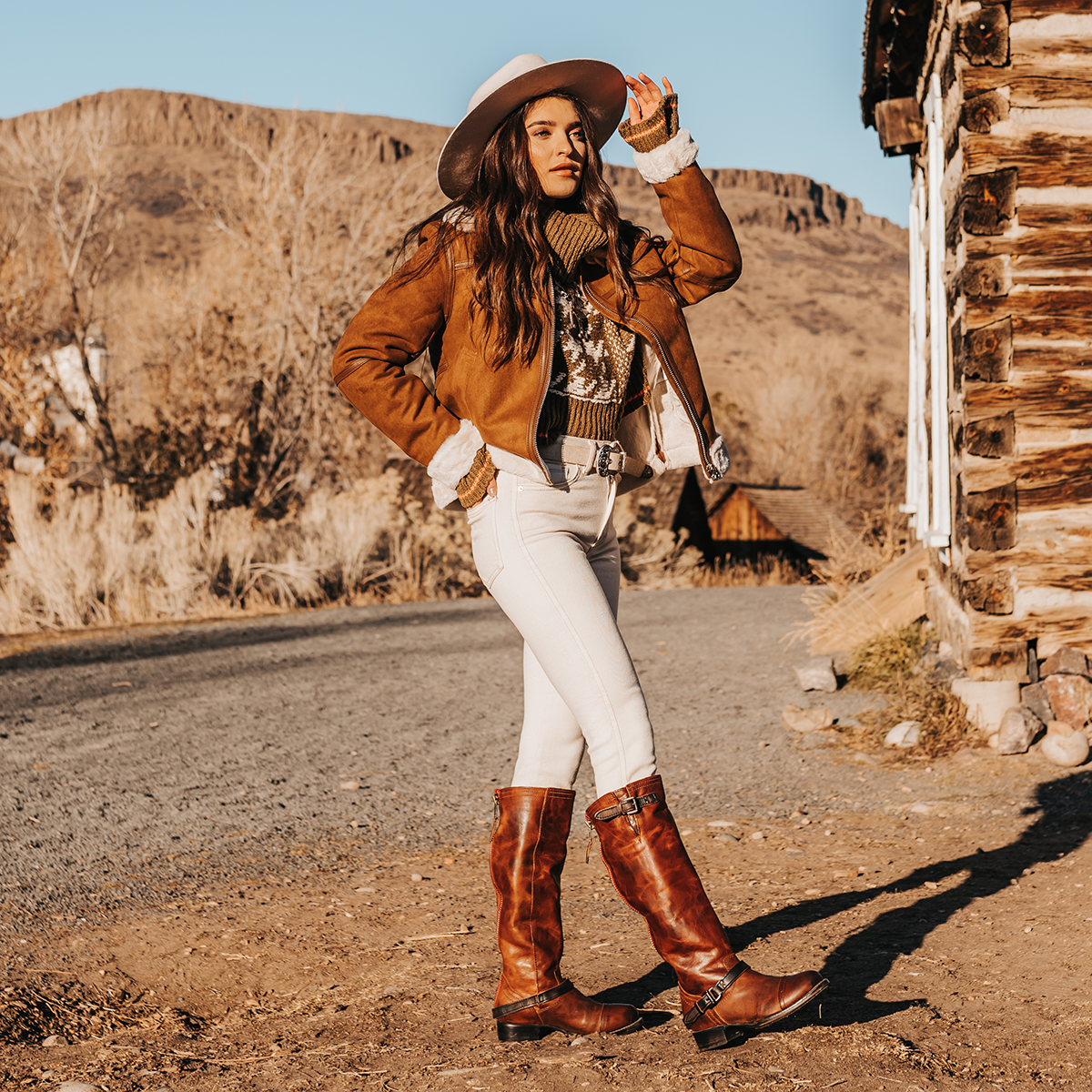 Womens cognac best sale boots