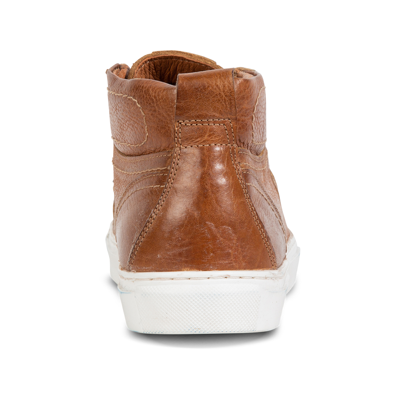 Back view showing low ankle construction on FREEBIRD men's Shelby cognac shoe