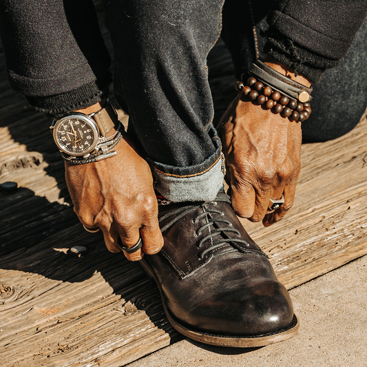 FREEBIRD men's Sloane black lace shoe with an almond toe 