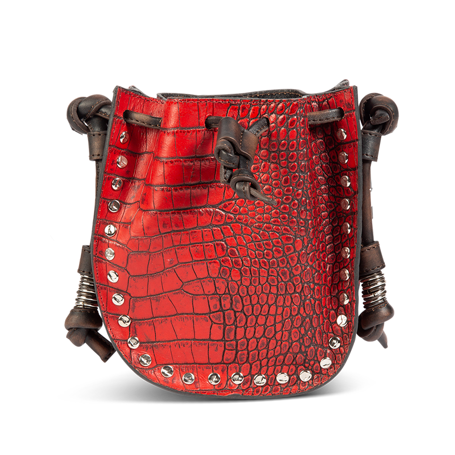 FREEBIRD Stella red croco embossed leather bag with silver clasp closure and adjustable leather shoulder straps