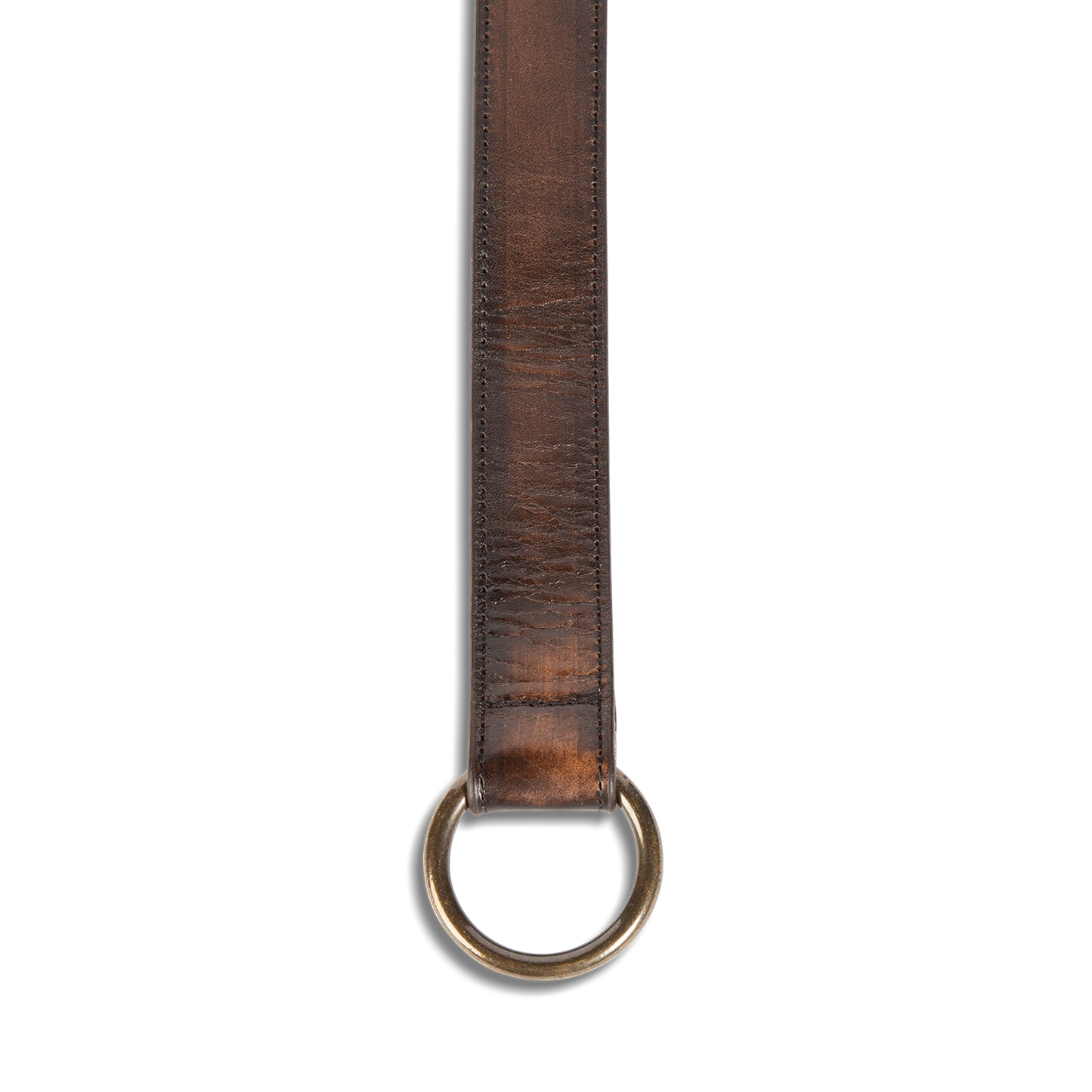 Tassel black distressed top view featuring full grain leather belt featuring rustic loop and tassel detailing on FREEBIRD full grain leather belt
