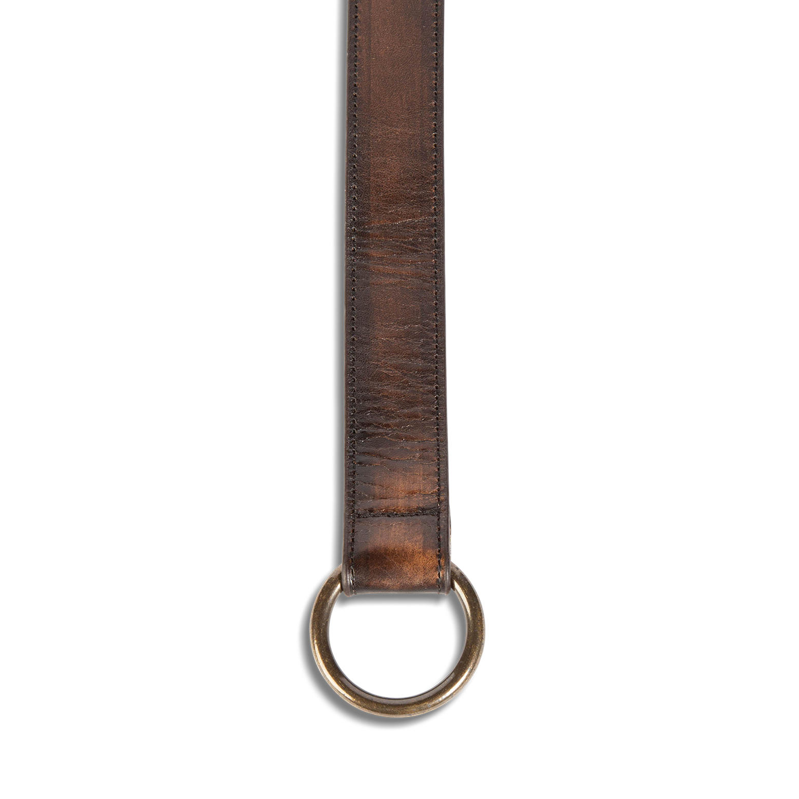Tassel black distressed top view featuring full grain leather belt featuring rustic loop and tassel detailing on FREEBIRD full grain leather belt