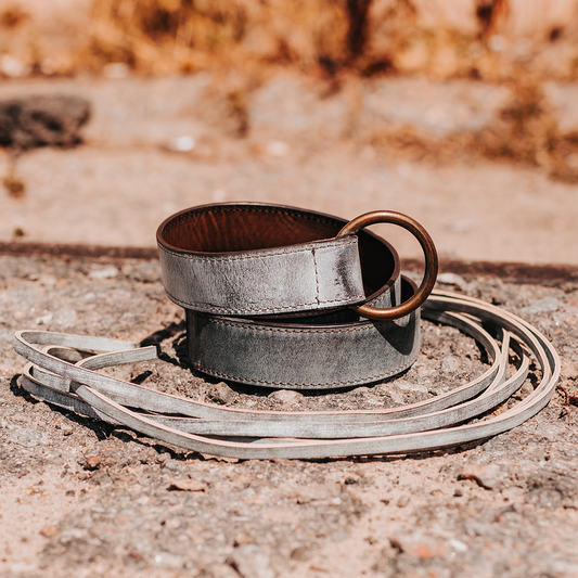 FREEBIRD Tassel ice full grain leather belt featuring rustic loop and tassel detailing
