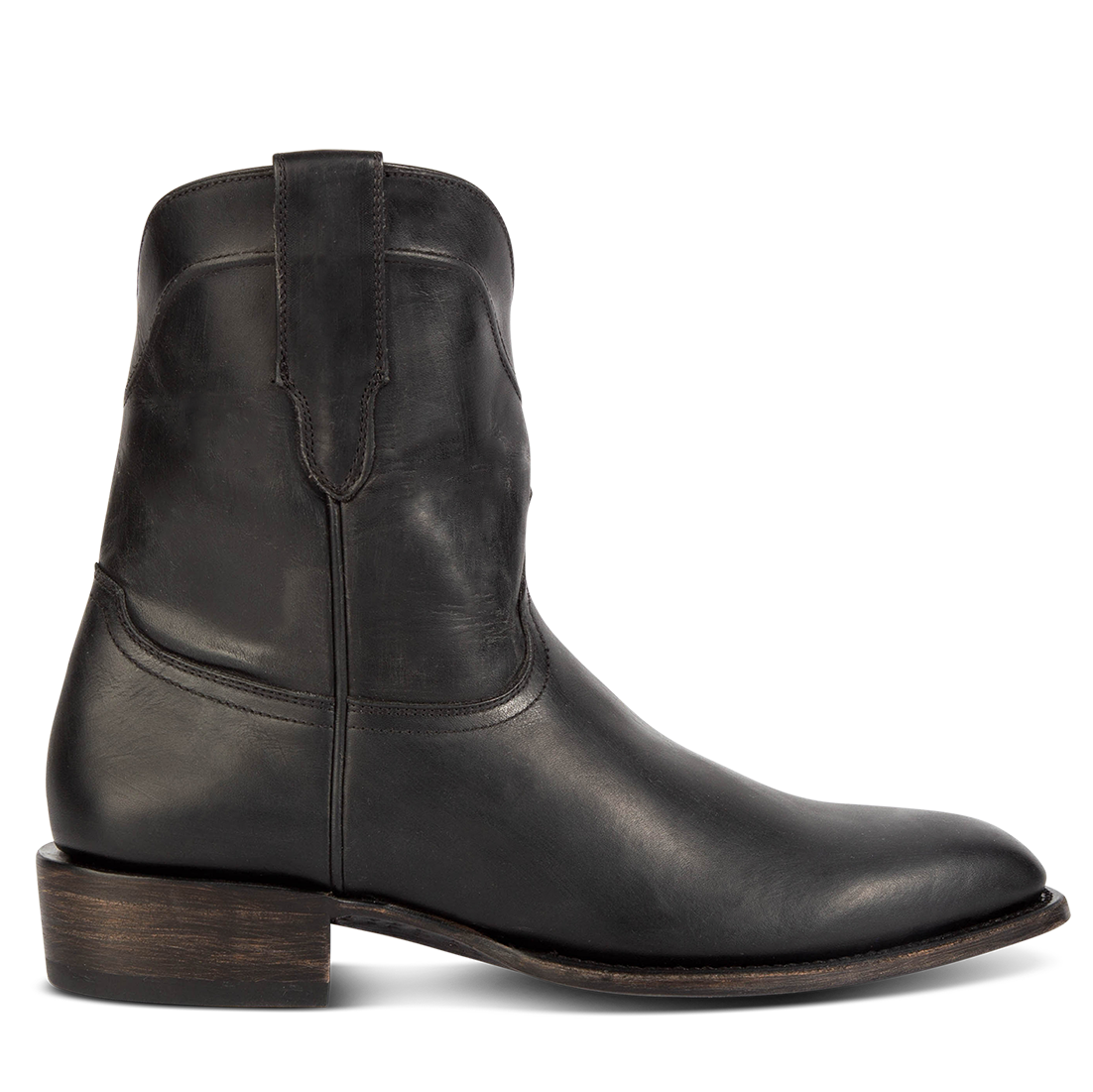 FREEBIRD men's Tifton black single exterior pull strap, squared toe,  and inside zip closure low heeled mid calf boot 