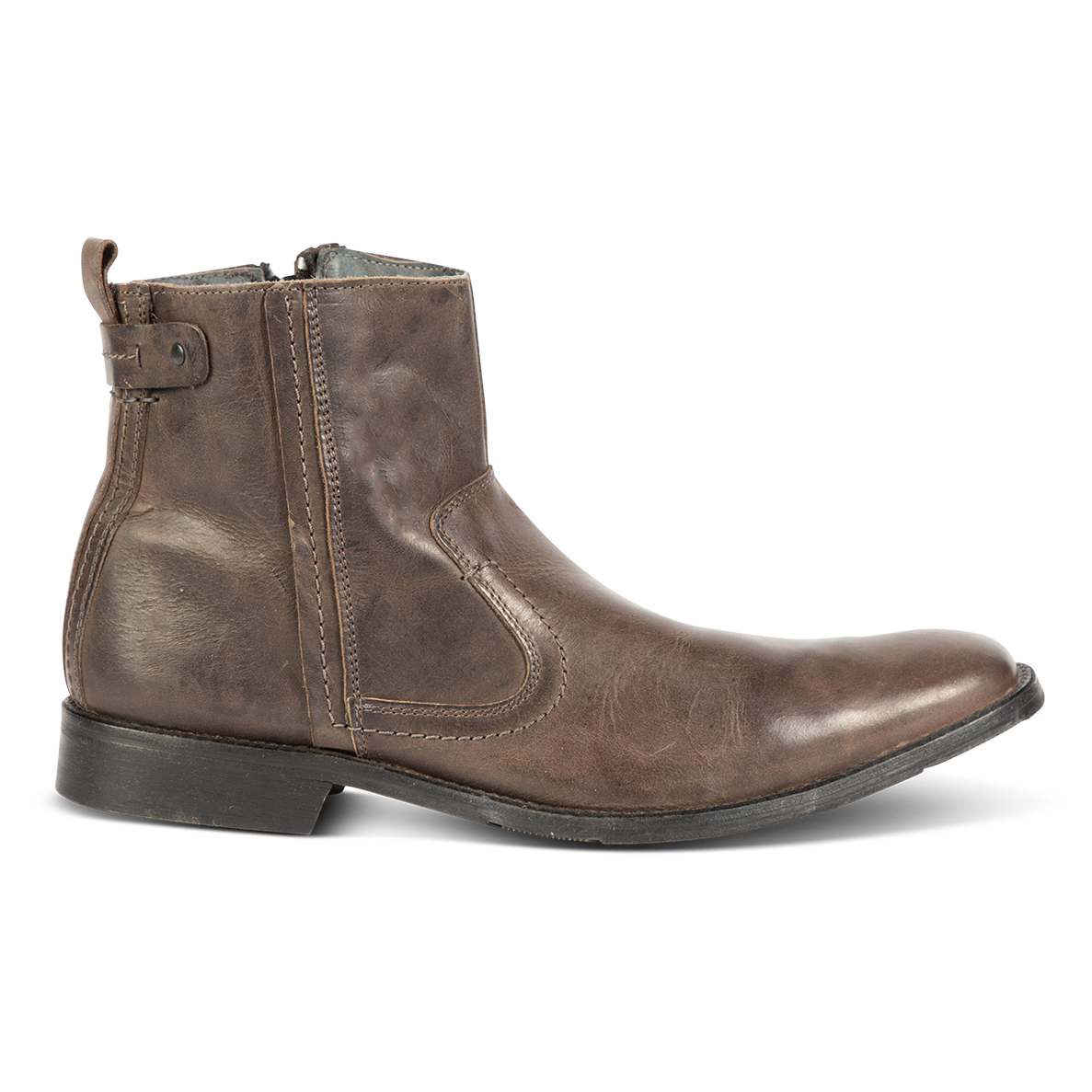 FREEBIRD men's Twist cognac featuring a hidden inside zip with almond toe