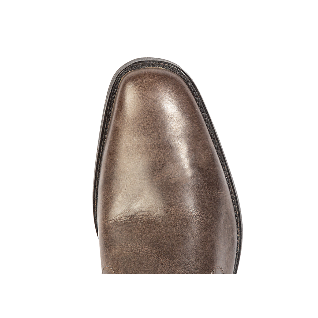 Top view showing leather construction on FREEBIRD men's Twist grey ankle boot