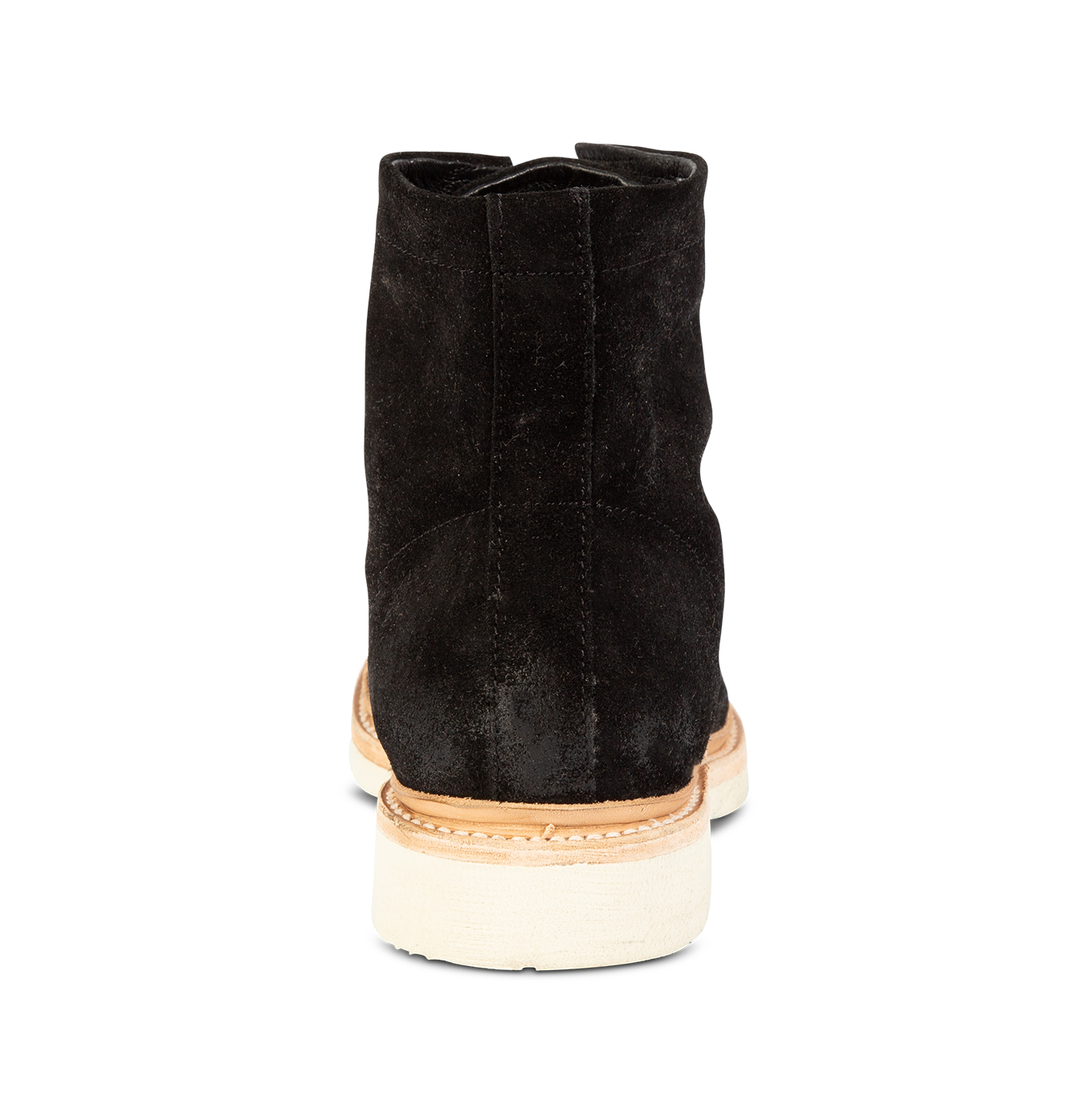 Back view showing suede upper and contrasting soft sole on FREEBIRD men's Wheeler black suede shoe